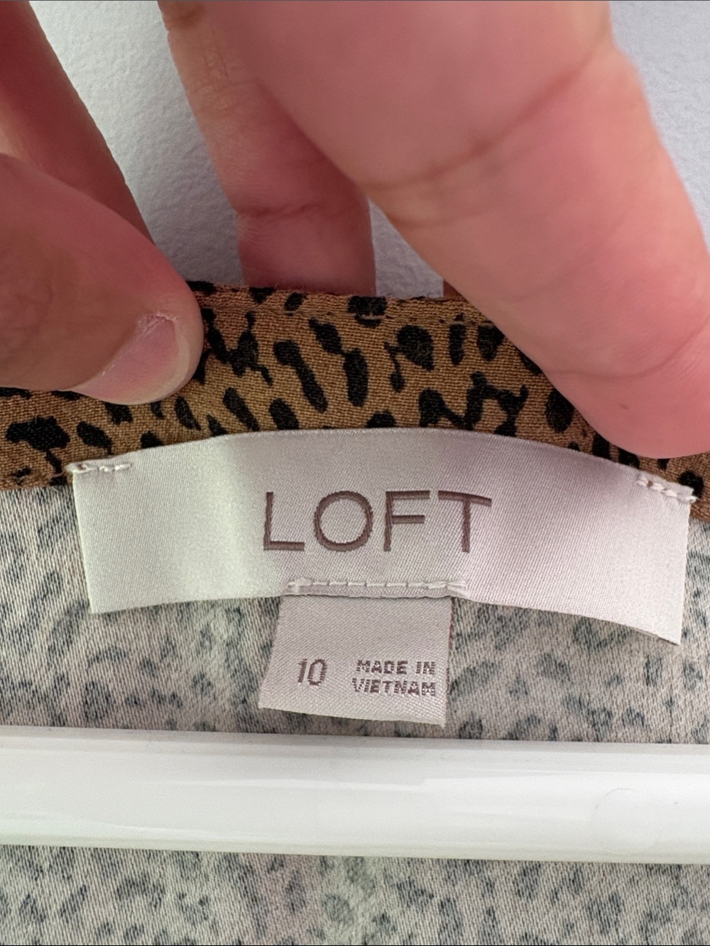 LOFT Brown Printed Midi Dress with Tie Waist - Picture 2 of 7